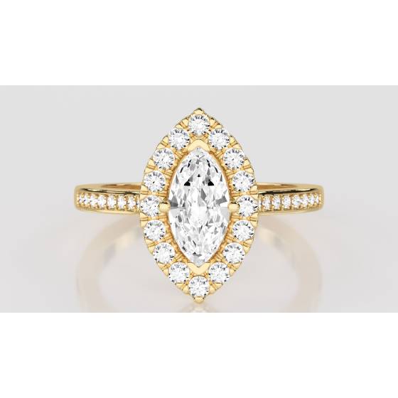 1.22ct SI2/G Marquise Diamond Single Halo Shoulder Set Ring