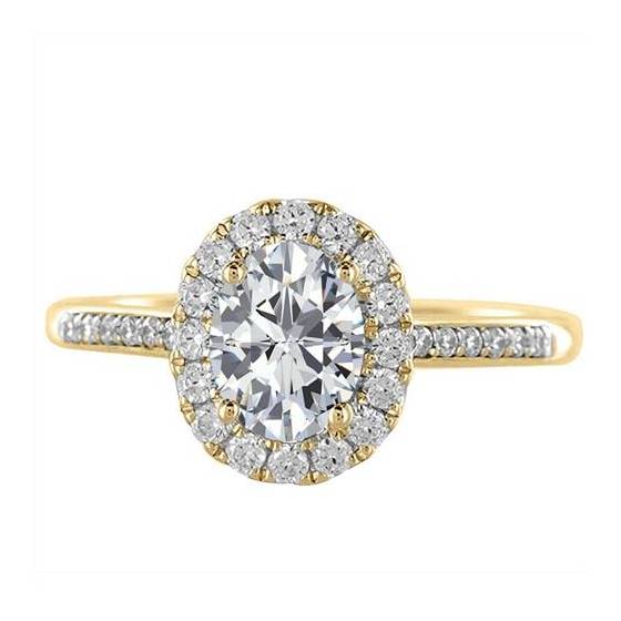 1.00CT VS2/G Oval Diamond Halo Ring
