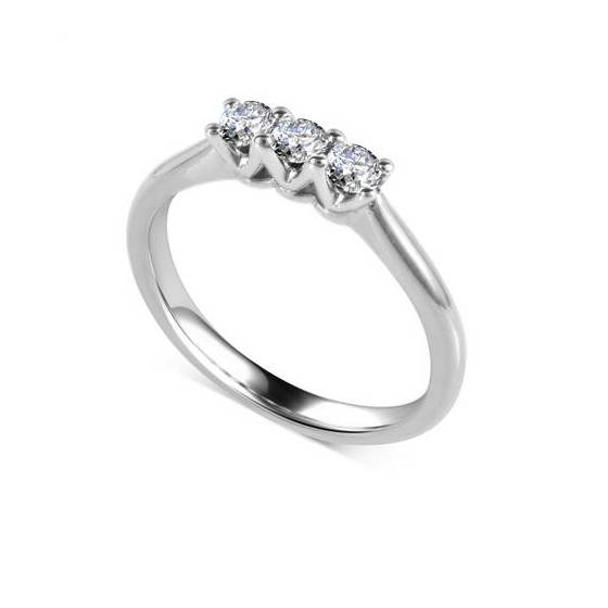 0.75ct VS/E-F Round Natural Diamond Trilogy Ring