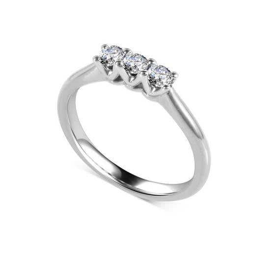 0.30ct VS/E-F Natural Diamond Trilogy Ring