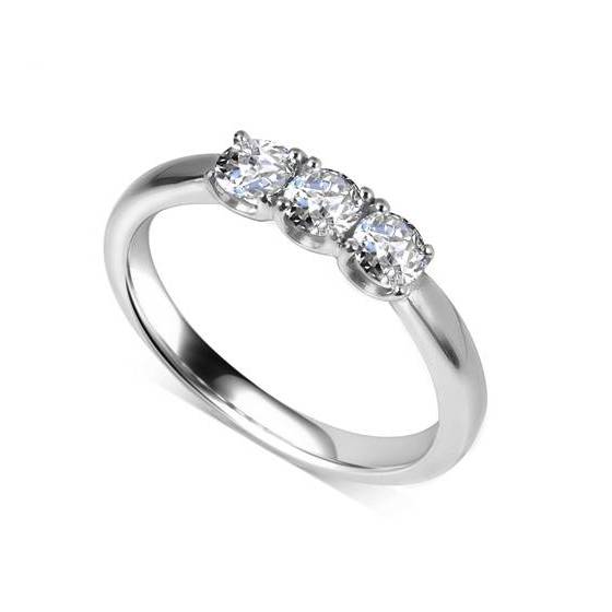 0.30ct VS/E-F Round Natural Diamond Trilogy Ring