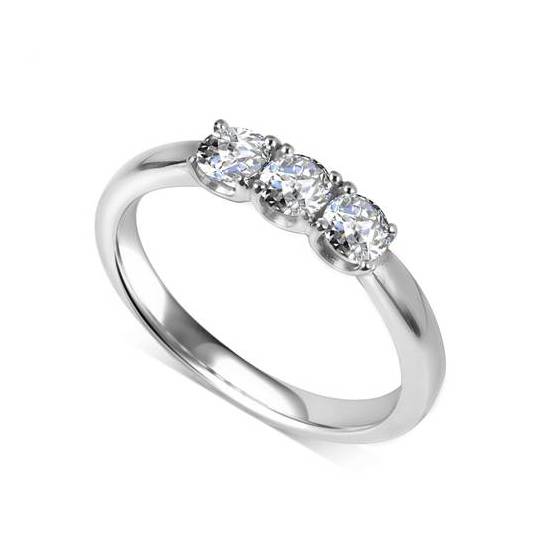 0.51ct VS/E-F Natural Diamond Trilogy Ring