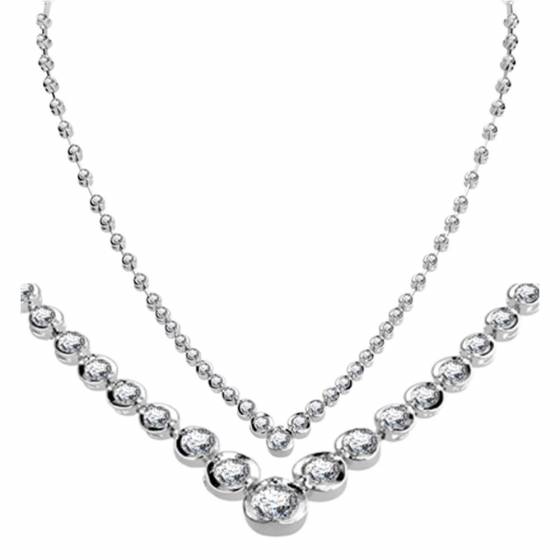 1.75ct VVS/EF Elegant V Shaped Round Diamond Necklace