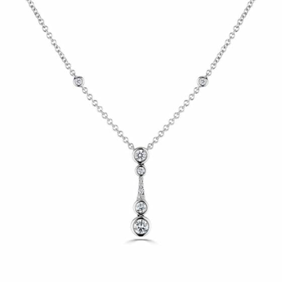 0.56ct VVS/E-F Natural Diamond Icicle Drop Necklace