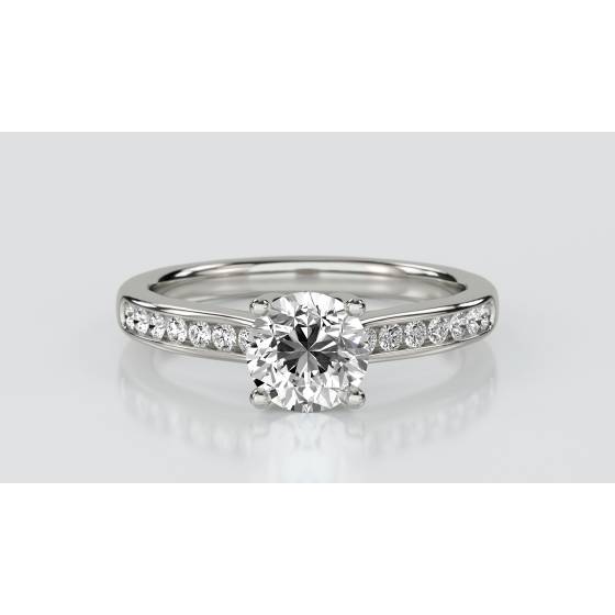 1.04ct VVS2/D Round Lab Grown Diamond Shoulder Set Engagement Ring
