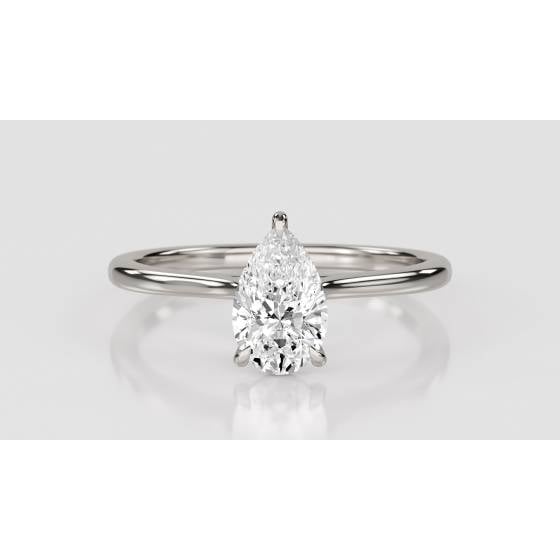 0.42CT SI2/F Pear Diamond Solitaire Ring