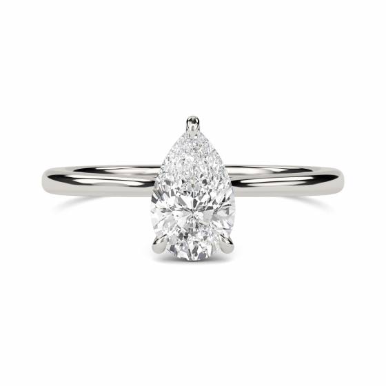 0.42CT SI2/F Pear Diamond Solitaire Ring
