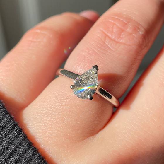 0.50CT SI2/F Pear Diamond Solitaire Ring