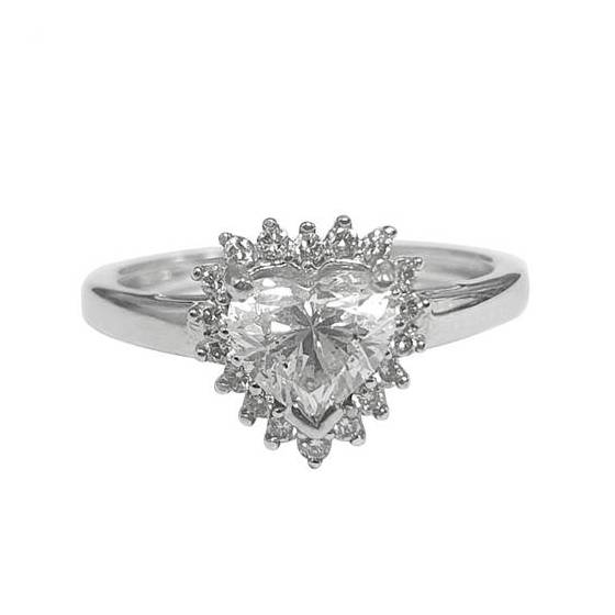 1.30ct SI2/F Heart Cut Single Halo Natural Diamond Ring