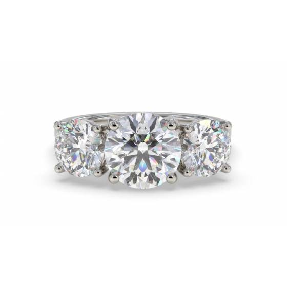 1.00ct SI2/F Round Natural Diamond Trilogy Ring