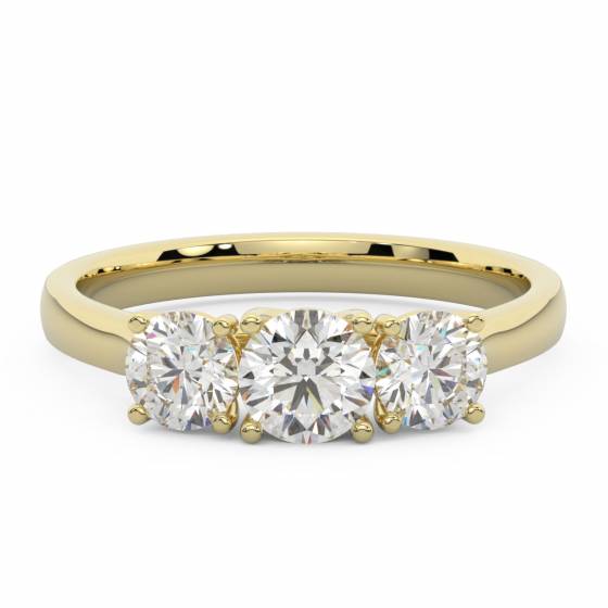 0.53ct VS/F Crossover Round Natural Diamond Trilogy Ring