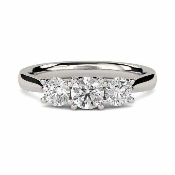 0.60ct SI/F-G Crossover Round Natural Diamond Trilogy Ring