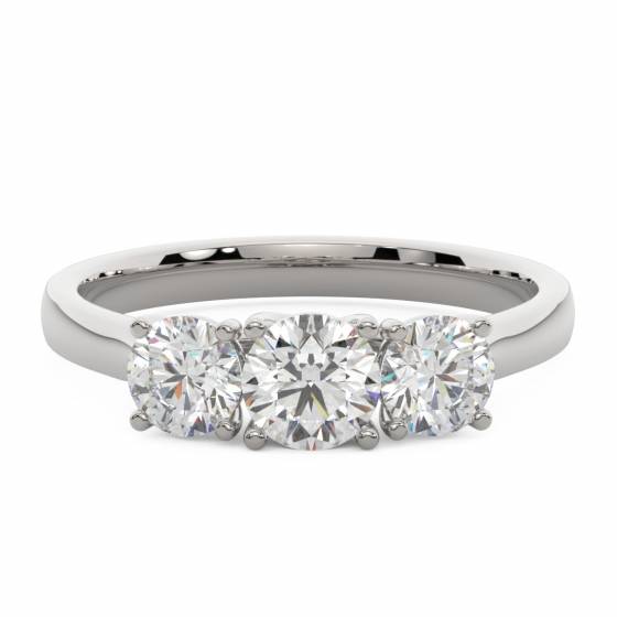 0.80ct SI/F Crossover Round Natural Diamond Trilogy Ring