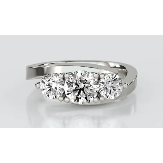 1.00ct SI2/F Modern Round Natural Diamond Trilogy Ring