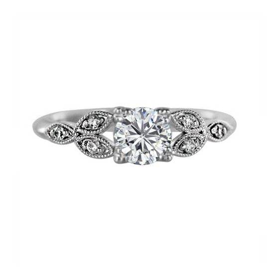 0.80ct VS1/D Round Natural Diamond Vintage Ring