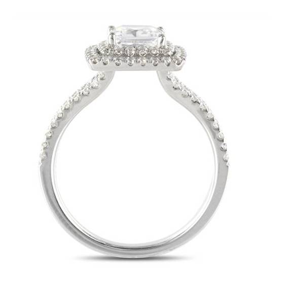 1.00ct SI1/F Princess Diamond Double Halo Shoulder Set Ring