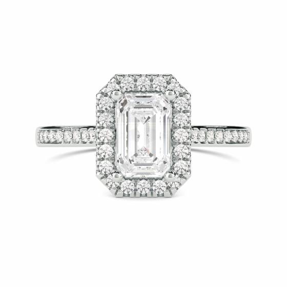 1.00ct SI2/G Emerald Natural Diamond Single Halo Shoulder Set Ring