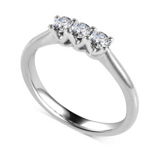 0.51ct VS/E-F Round Natural Diamond Trilogy Ring