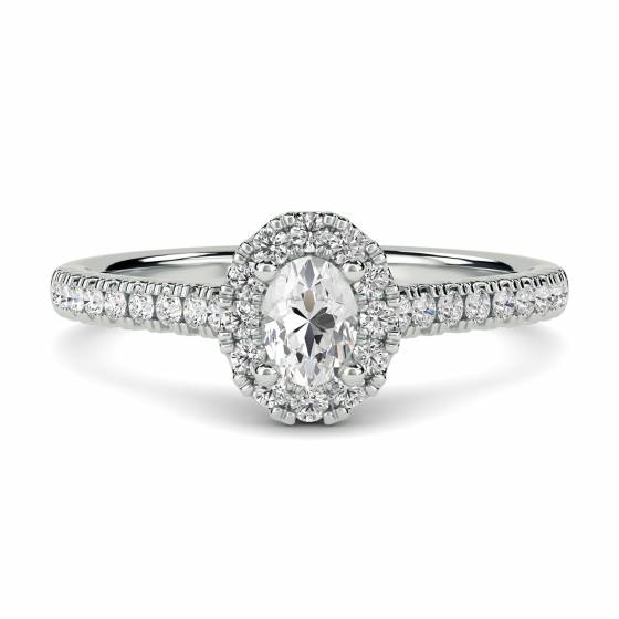 0.70ct VS/F-G Round and Oval Natural Diamond Cluster Ring