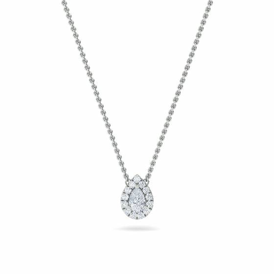 0.30ct VS/FG Pear and Round Diamond Halo Pendant