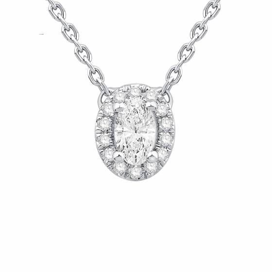 0.26ct VS/F-G Oval Diamond Halo Pendant