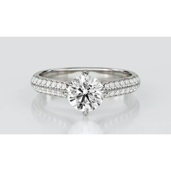 0.50ct VS/E-F Round Natural Diamond Shoulder Set Ring
