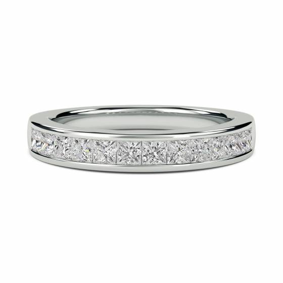 0.75ct VS/E-F 3.5mm Princess Natural Diamond Half Eternity Ring