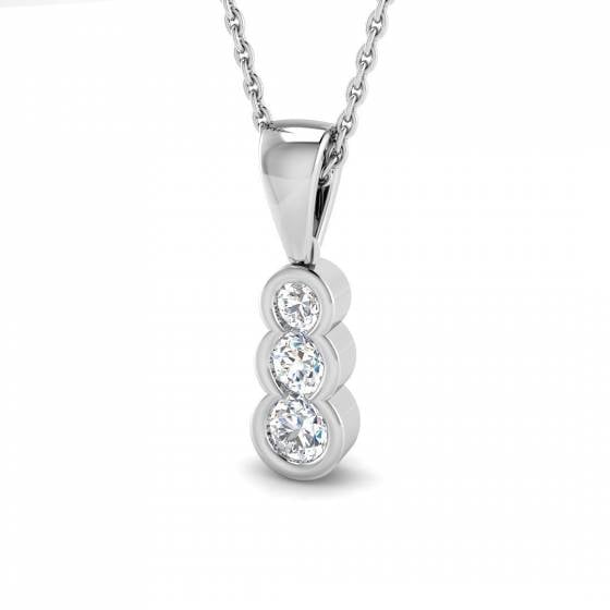 0.29ct SI2/G Round cut Natural Diamond Drop Pendant in 18k White Gold