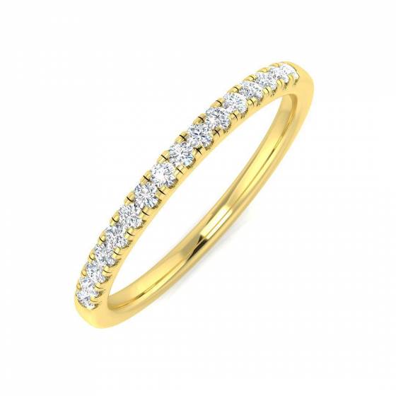 0.14ct VS/F Round cut Labgrown Diamond Half Eternity Ring in 18k Yellow Gold