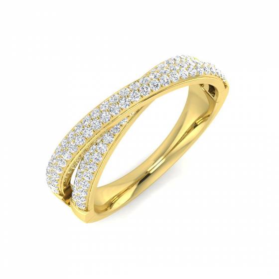 0.39ct SI2/G Round cut Natural Diamond Pave Ring in 18k Yellow Gold