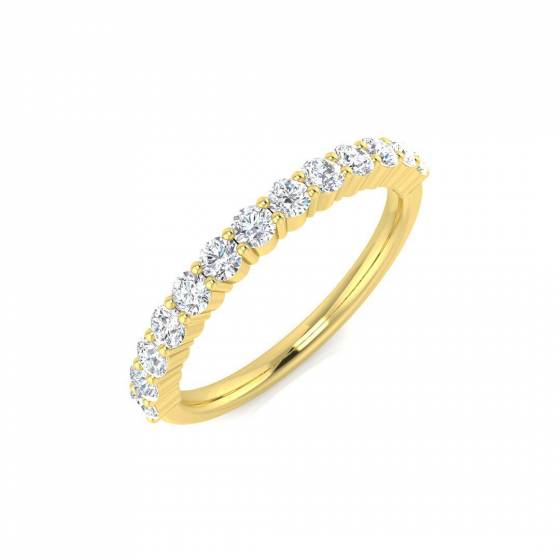 0.54ct VS/F Round cut Labgrown Diamond Half Eternity Ring in 9k Yellow Gold