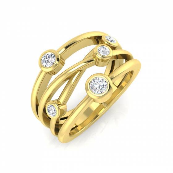 0.42ct SI2/G Round cut Natural Diamond Bubble Ring in 9k Yellow Gold