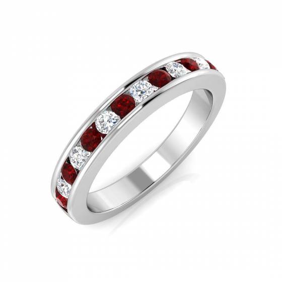 0.45ct SI2/G Round cut Ruby Gemstone Ring in Platinum