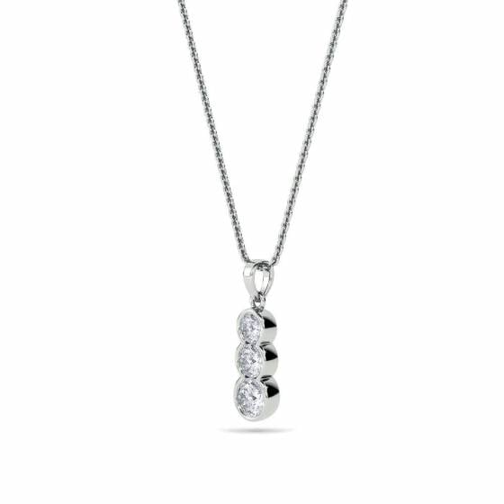 0.55ct VS/F-G Elegant Round Natural Diamond Trilogy Pendant