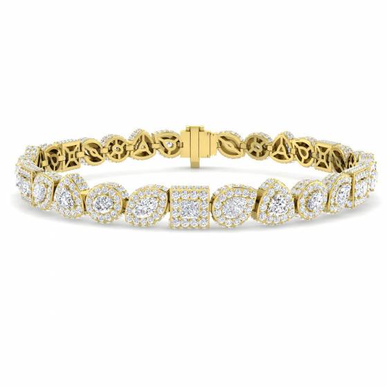 8.33ct SI1/G Pear cut Diamonds Halo Bracelet in 18k Yellow Gold