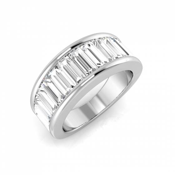 2.43ct SI1/G Baguette cut Labgrown Diamond Half Eternity Ring in 18k White Gold