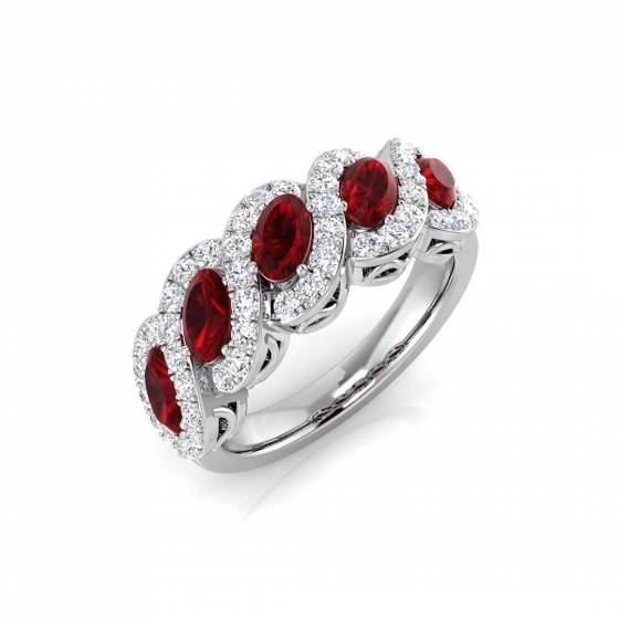 2.16ct SI1/G Oval cut Ruby Gemstone Ring in 18k White Gold