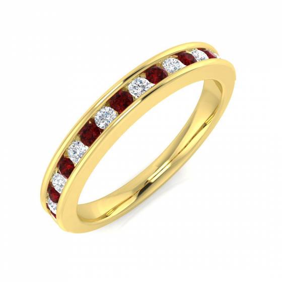0.40ct SI2/G Round cut Ruby Gemstone Ring in 18k Yellow Gold