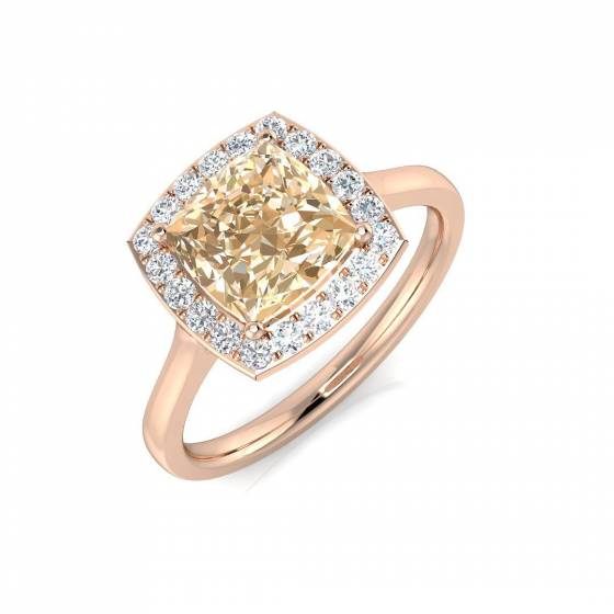 1.77ct SI2/G Square cut Morganite Gemstone Ring in 9k Rose Gold