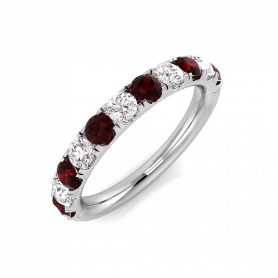 1.14ct SI2/G Round cut Ruby Gemstone Ring in 18k White Gold