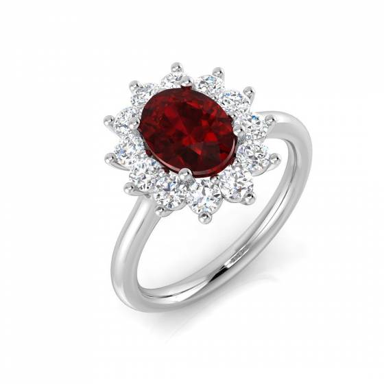 2.30ct SI2/G Oval cut Ruby Gemstone Ring in Platinum