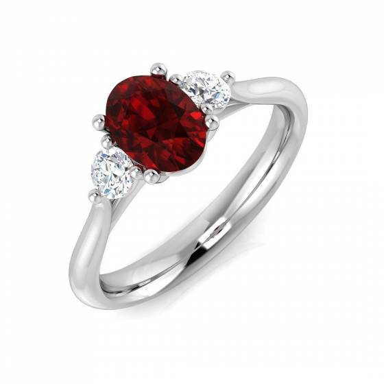1.30ct SI2/G Oval cut Ruby Gemstone Ring in Platinum