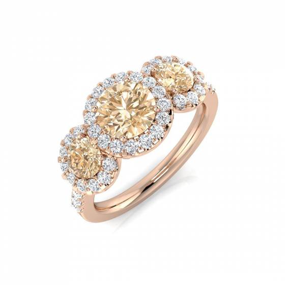 1.78ct SI2/G Round cut Morganite Gemstone Ring in 18k Rose Gold