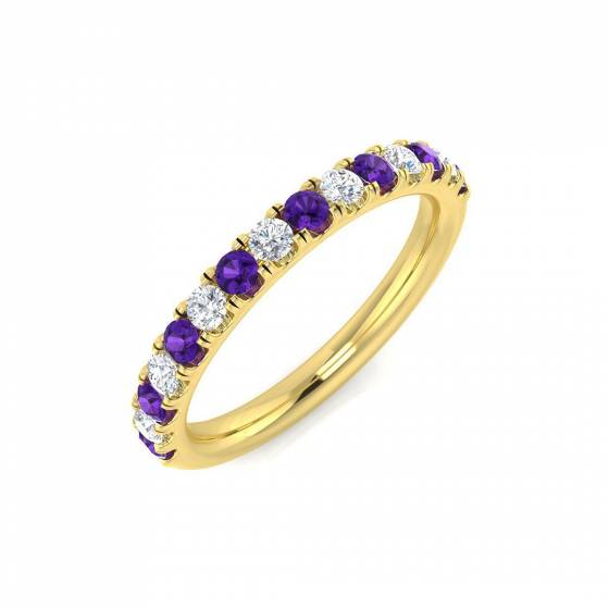 0.45ct SI2/G Round cut Amethyst Gemstone Ring in 9k Yellow Gold