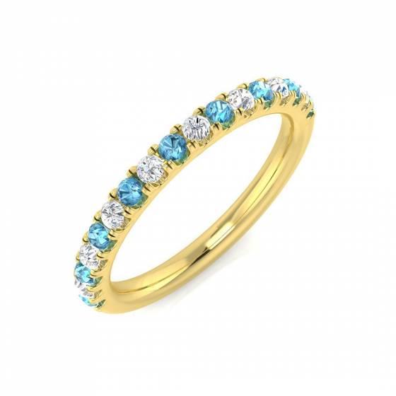 0.45ct SI2/G Round cut Blue Topaz Gemstone Ring in 9k Yellow Gold