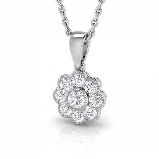 0.25ct SI2/G Round cut Diamond Vintage Pendant in 18k White Gold