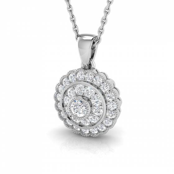 0.37ct SI2/G Round cut Diamond Vintage Pendant in 18k White Gold