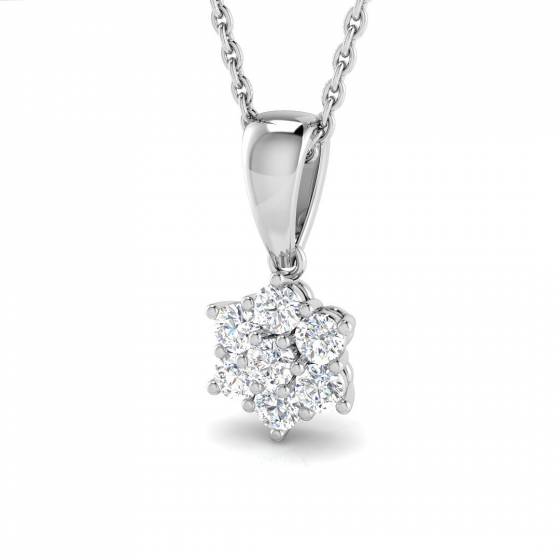 0.50ct SI2/G Round cut Diamond Cluster Pendant in 18k White Gold