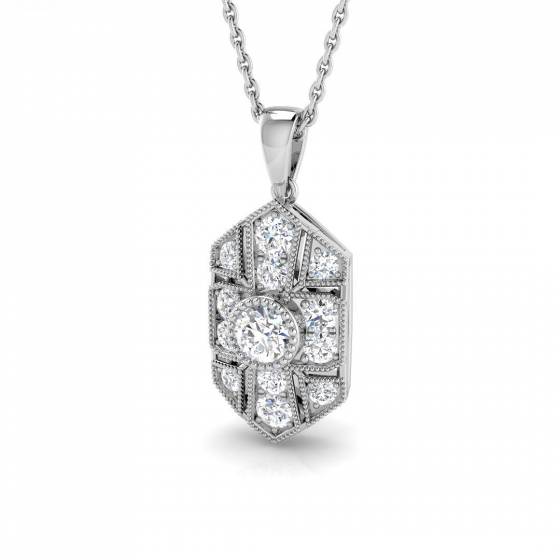 0.49ct SI2/G Round cut Diamond Cluster Pendant in 18k White Gold