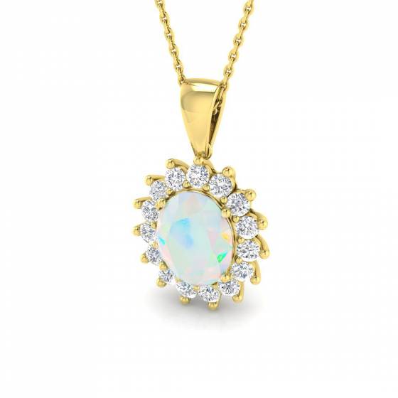 2.38ct SI2/G Oval cut Opal Gemstone Pendant in 9k Yellow Gold